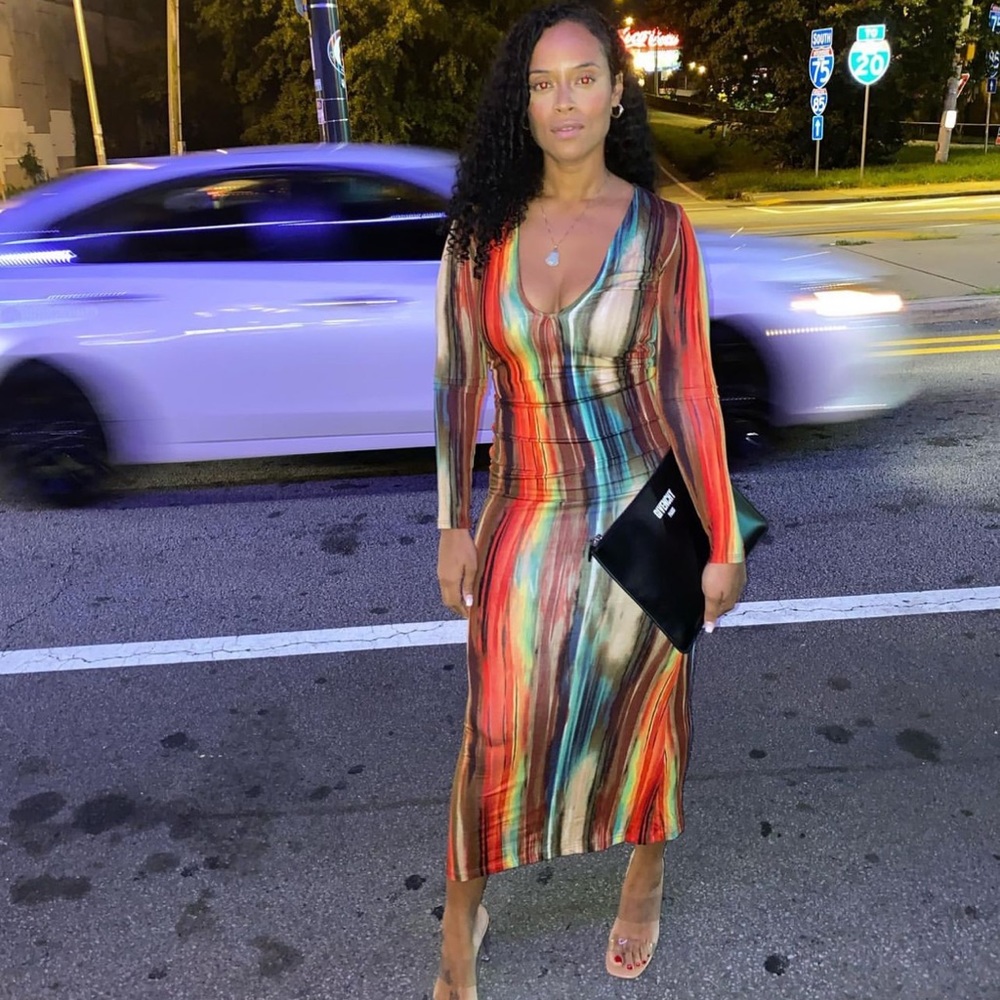 Long sleeve multicolor dress
